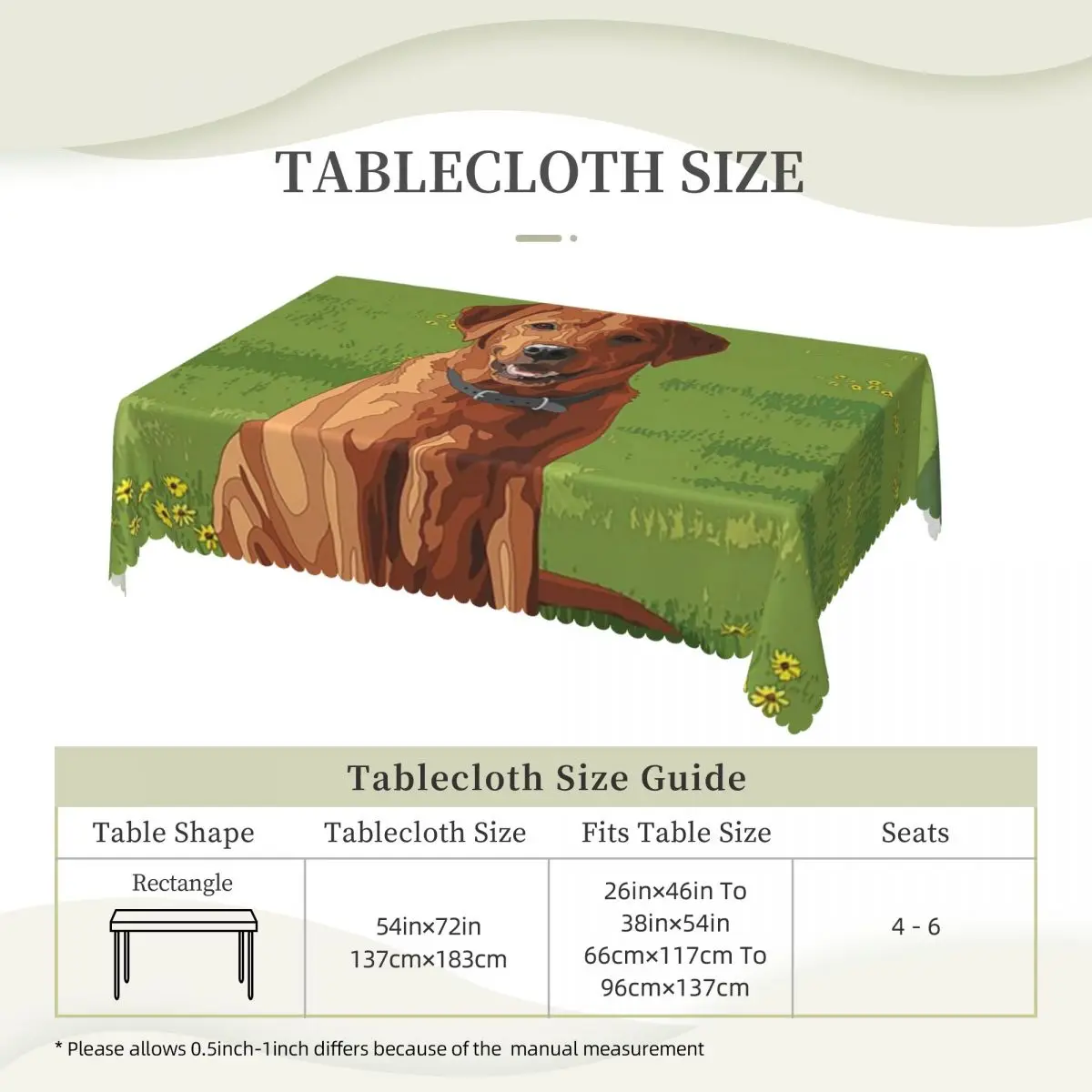 Fox Red Yellow Labrador Retriever Hunting Dog Tablecloth Restaurant Kitchen Rectangular Tablecloth Festival Dining Table Cover