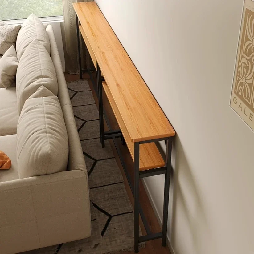 Super Narrow Side Table Sofa Gap Storage Organizer Multi-functional Living Room Table Stitching Tea Table Space-Save