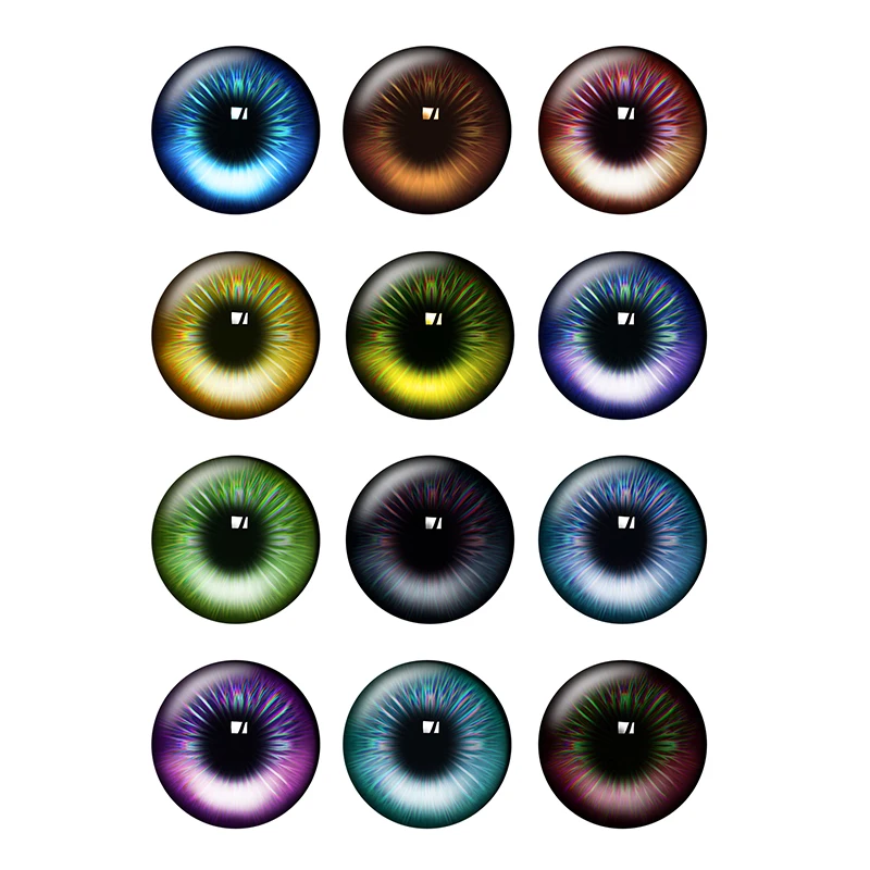 12pairs/bag 14mm Super Thin Glass Cabochons Eyes Chips for Blythe Doll\'s Chips DIY Jewelry Making Supplies Wholesale H221