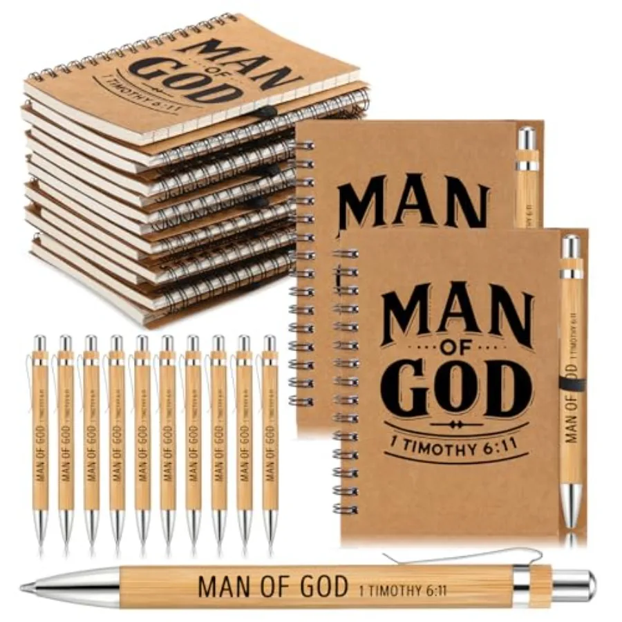 

Sets Christian Gifts for Men Father's Day Church Gift Bulk Notebook and Pen Set Christian Spiral Notebook Bible Verse Retractab