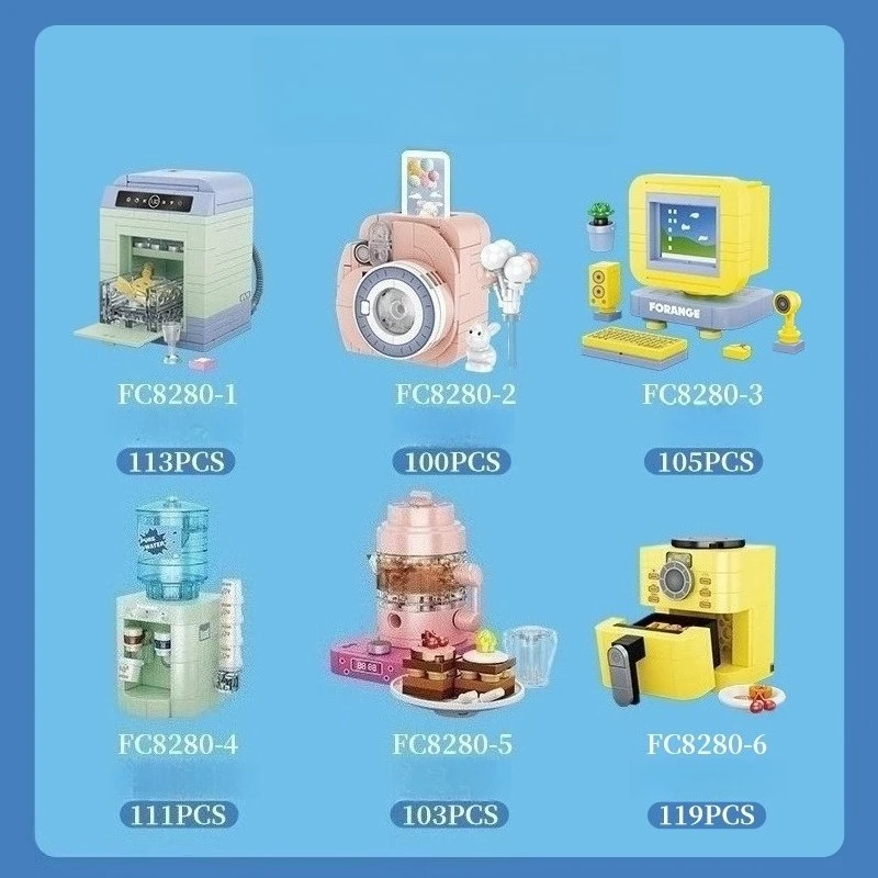 Sembo mini blocos de construção de computador, criativo, moderno, câmera montada, brinquedo educacional, modelo de fritadeira de ar, ornamento de mesa, presente