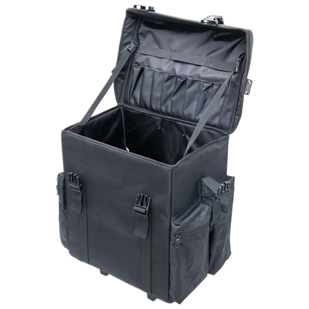 factoryr High Quality & Ready to Ship Business & Personal Usage Hairdresser Tool Case with Wheels Trolley Nylon Makeup Case