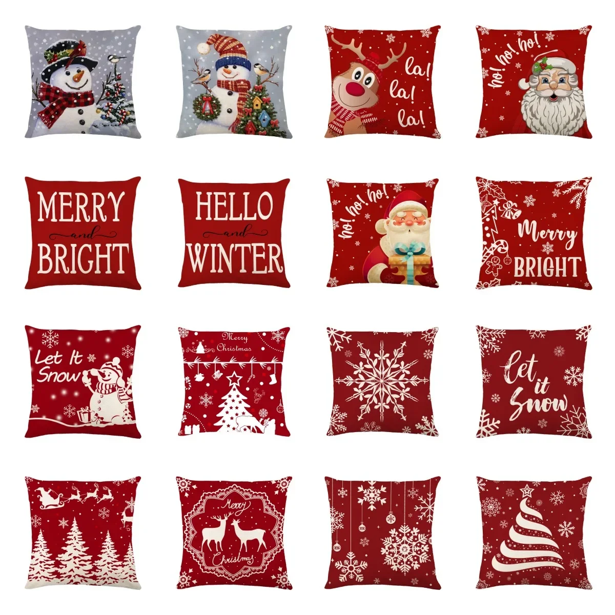 

Linen Christmas Pillow Covers, Reindeer, Snowflake Series, Home Sofa Cushion Decoration for Living Room