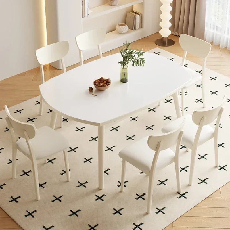 Modern White Kitchen Table Extendable Design Round Slate Dining Table Nordic Simple Juegos De Comedor Home Furniture