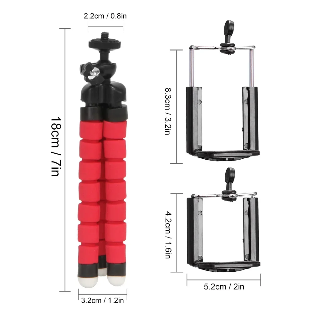 휴대폰용 모바일 카메라 삼각대, 거치대 클립, 스마트폰 모노포드 삼각대 스탠드, 문어 미니 삼각대