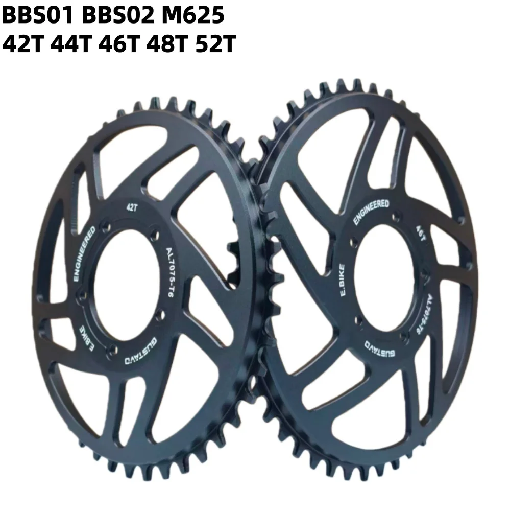 

GUSTAVO Electric Bike Chain ring Motorized Bicycle Chain Wheel 42T 44T 46T 48T 52T For BAFANG BBS/M625 Mid Drive Motor 250W 750W