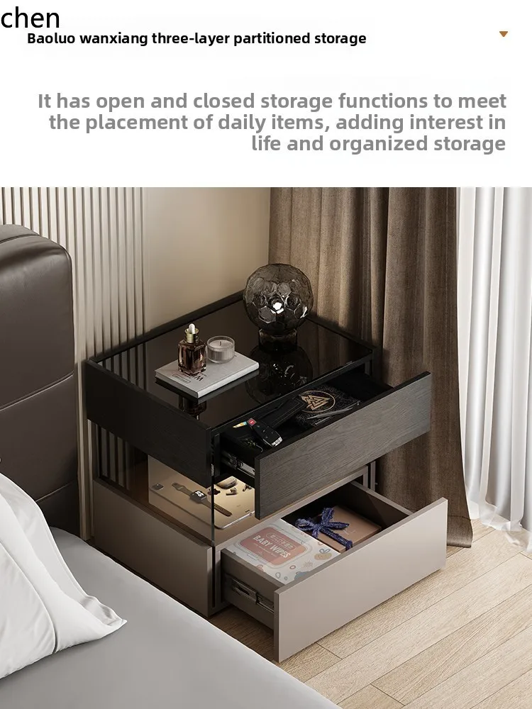 

ZM L Bedside Table Floating Solid Wood Bedside Small Bedroom Storage Cabinet