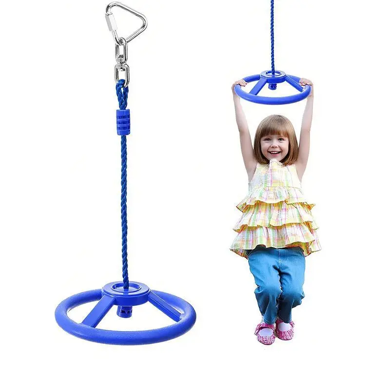 

Kids Hand‑Grip Swing Ring Heavy‑Duty Hanging Toy with Rope Carabiner Outdoor Tree Swing Sensory Training Toys for Children