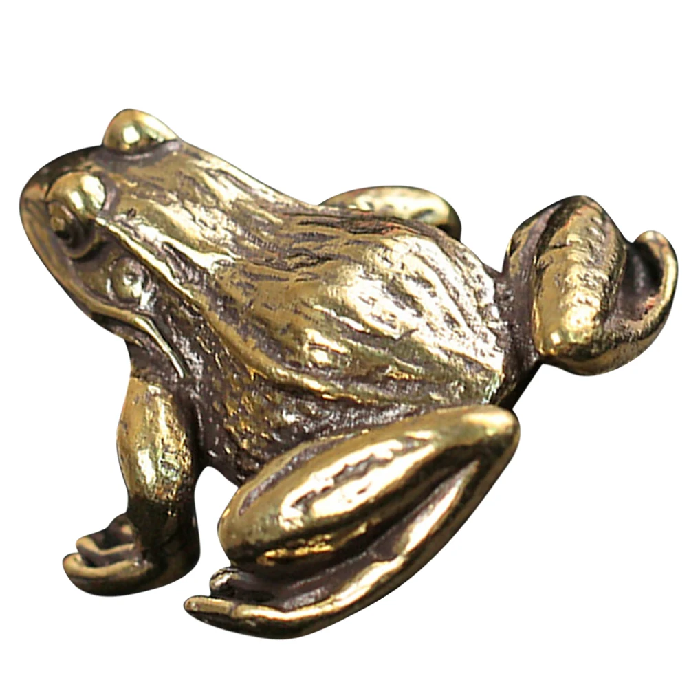 

Retro Brass Frog Figurine Handmade Desktop Decoration for Home Office Tea Room Gift Vintage Statues Garden Decor