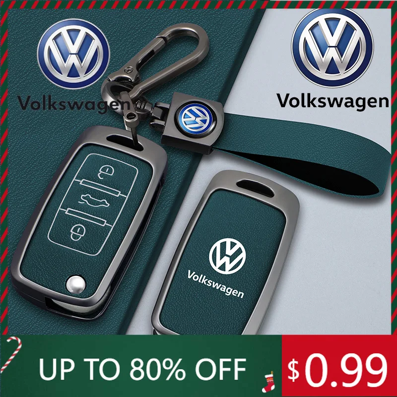 

For VW Volkswagen Jetta MK5 Golf New Leather Car Flip Key Case Cover Shell For Volkswagen VW Polo Golf Passat Tiguan Beetle Cadd
