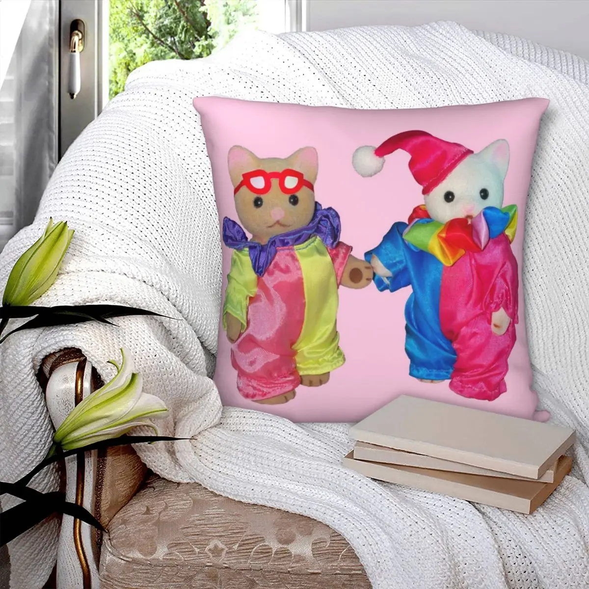 Clown Friends Square Pillowcase Polyester Pillow Cover Velvet Cushion Decor Comfort Throw Pillow For Home Bedroom