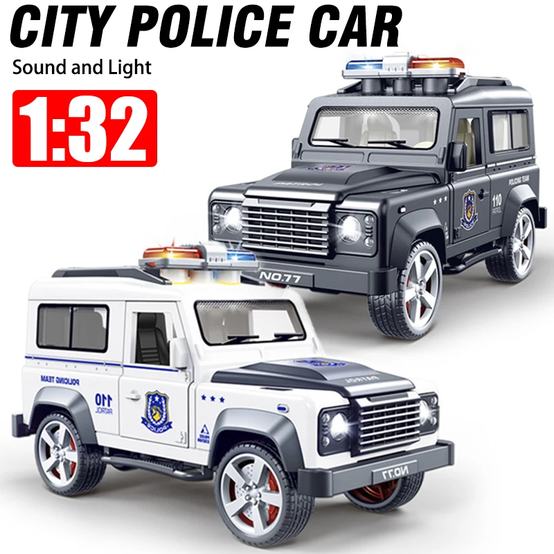 

1:32 Simulation Inertia Sound And Light City 110 Police Vehicle Off-Road Vehicle Security Vehicle Children Boy Toy Car Model