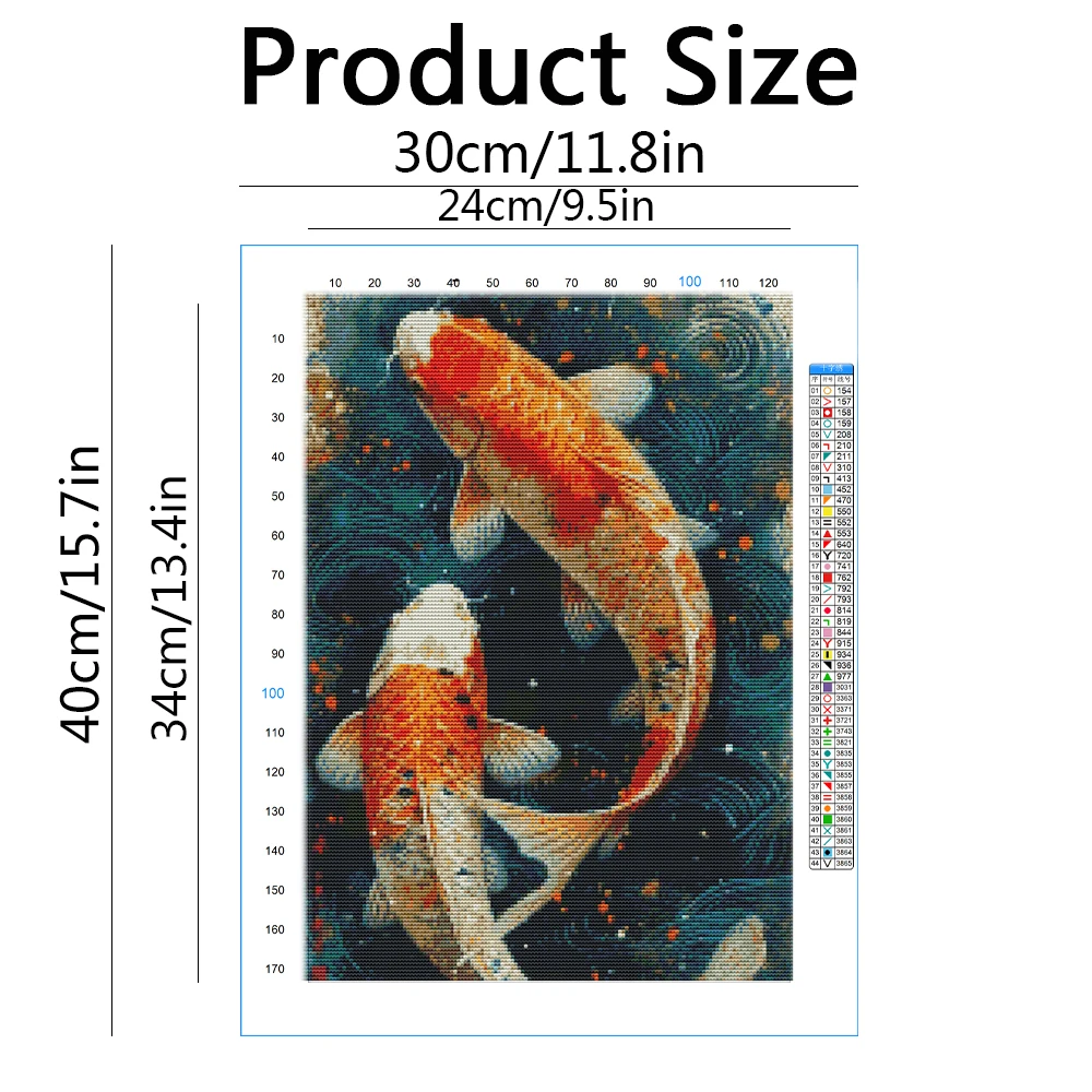 Evershine Embroidery Supplies Animal Needlework Art Cross Stitch Kit Fish Design Printed Canvas DIY Home Decor