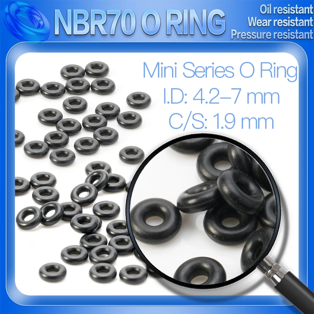 

100PCS/Lot Nitrile Rubber Black NBR CS 1.9 MM ID 4.2/4.5/4.7/4.8/4.9/5/5.2/5.7/5.8/6.2 MM O Ring Gasket Oil Resistant Waterproof