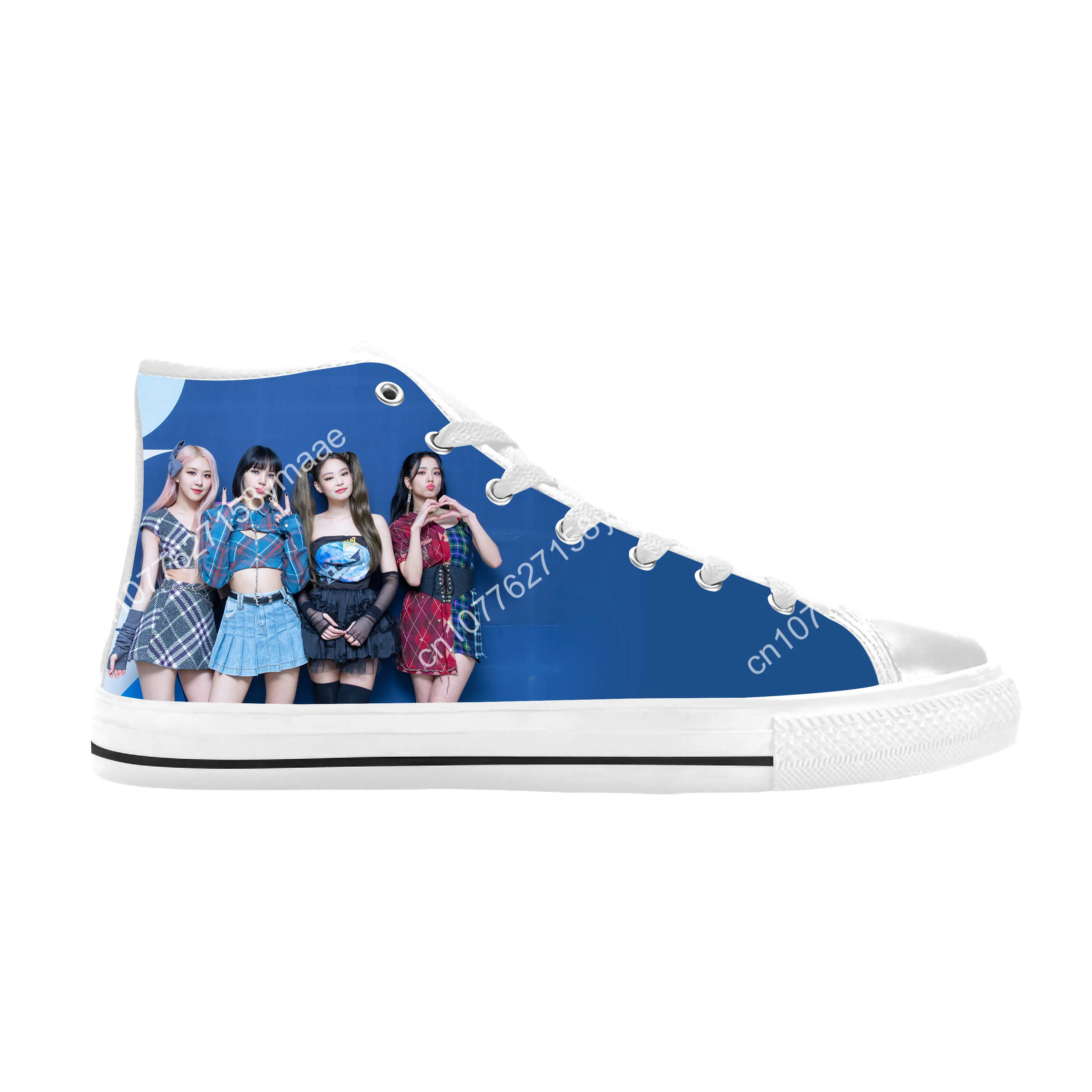 Hot Pink Pop Singer Band Rock Music Fashion Black Casual Cloth Shoes High Top Comfortable Breathable 3D Print Men Women Sneakers