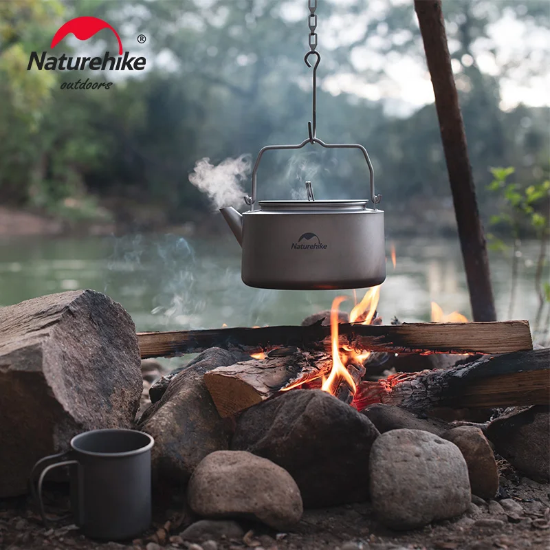 Naturehike Outdoor Servies 1L Titanium Waterkoker Ultralight Camping Picknick Kokend Ketel Draagbare Koffiezetapparaat Thee Pot Set