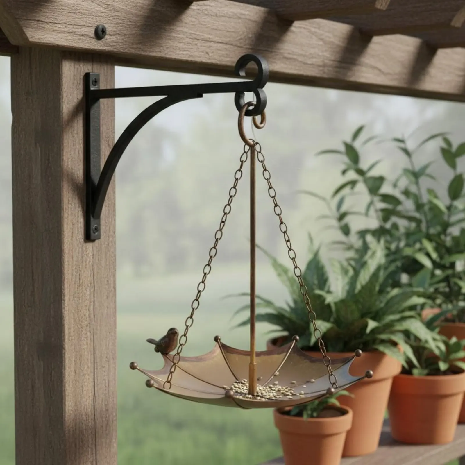 Umbrella Bird Feeder 3 in 1 Hanging Bird Food Tray Outdoor Decor Decorative Easy to Refill for Yard, Patio