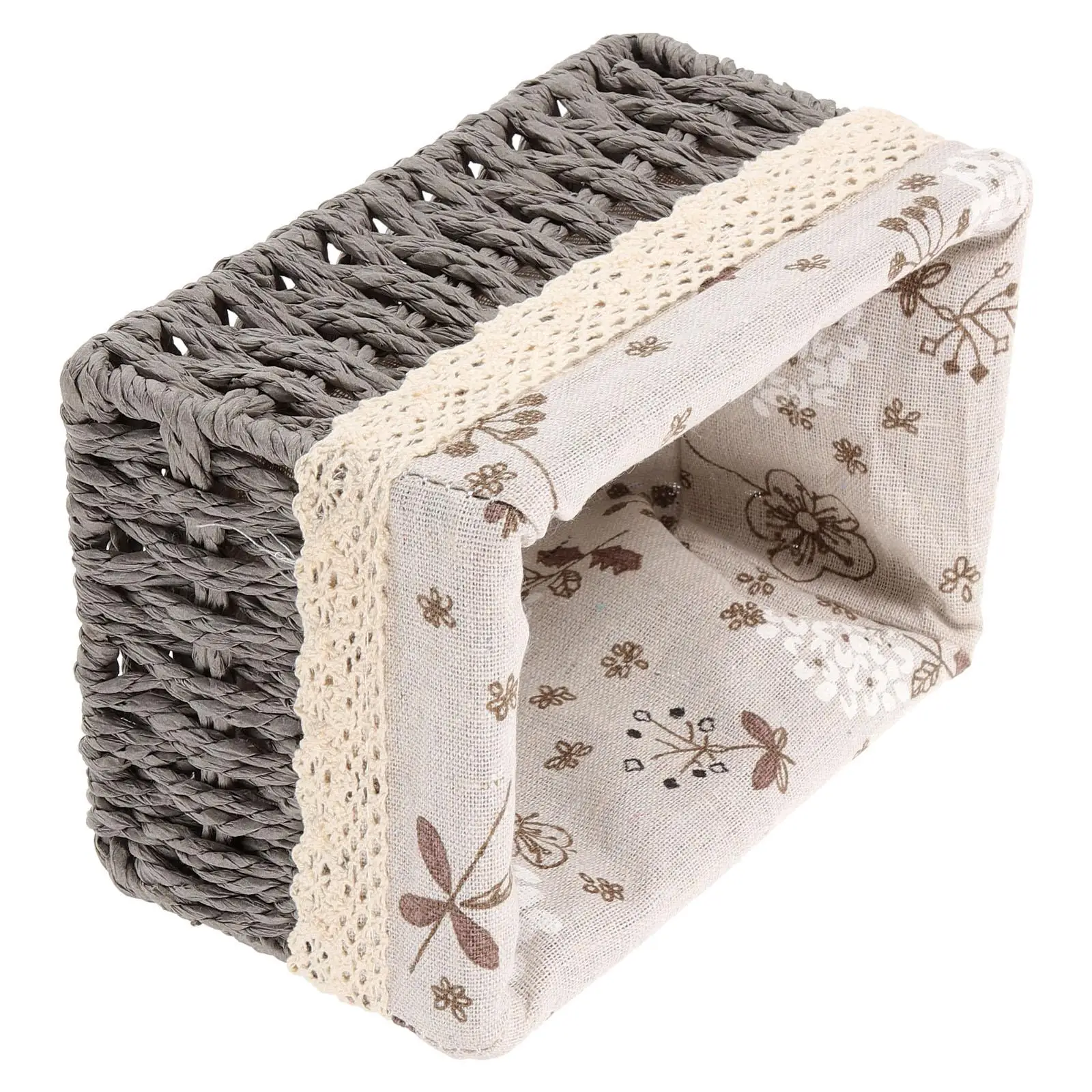 

Woven Fabric Storage Basket 18x12x10cm Desktop ganizer With Liner Cotton Container Sundries Holder Home Supplies Practical