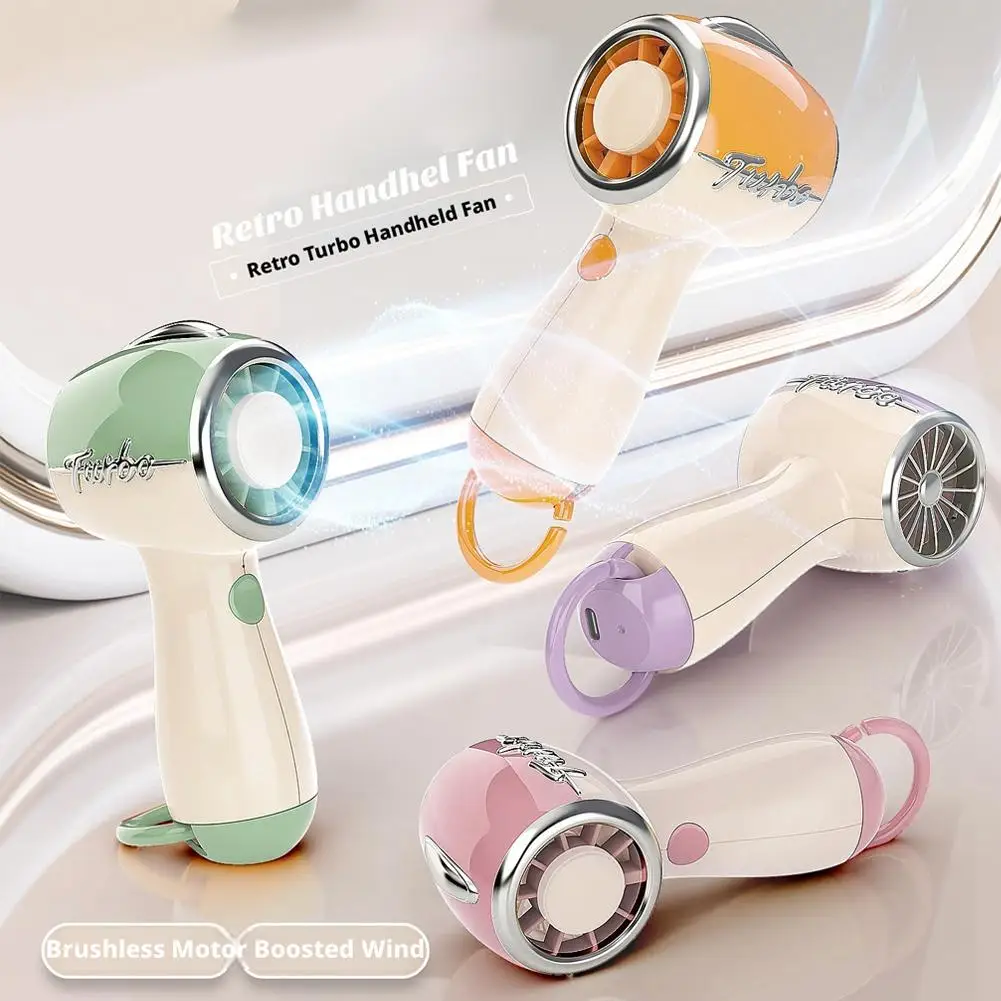 

Mini Cooling Electric Fan Portable Super Powerful Wind Electric Fan Silent Turbine High-speed Home Handheld Type-C Charge Fan