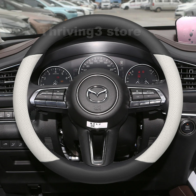 

Leather Car Steering Wheel Cover For Mazda CX30 CX-30 Skyactiv X G 2020-2026 Non-slip Auto interior Mazda CX30 2025 Accessories
