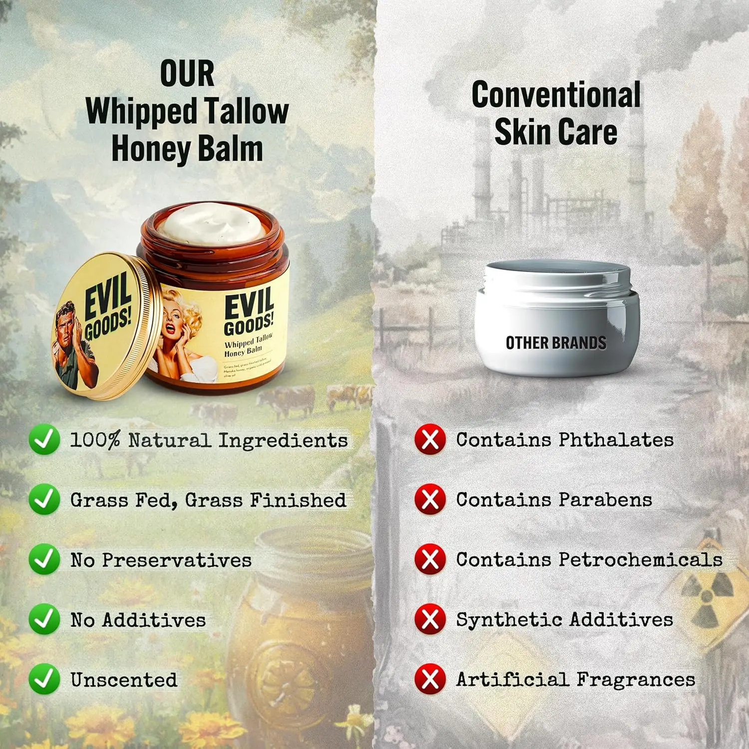 Balsam nawilżający z tłuszczu wołowego i miodu do skóry, twarzy, ust i ciała - bez zapachu