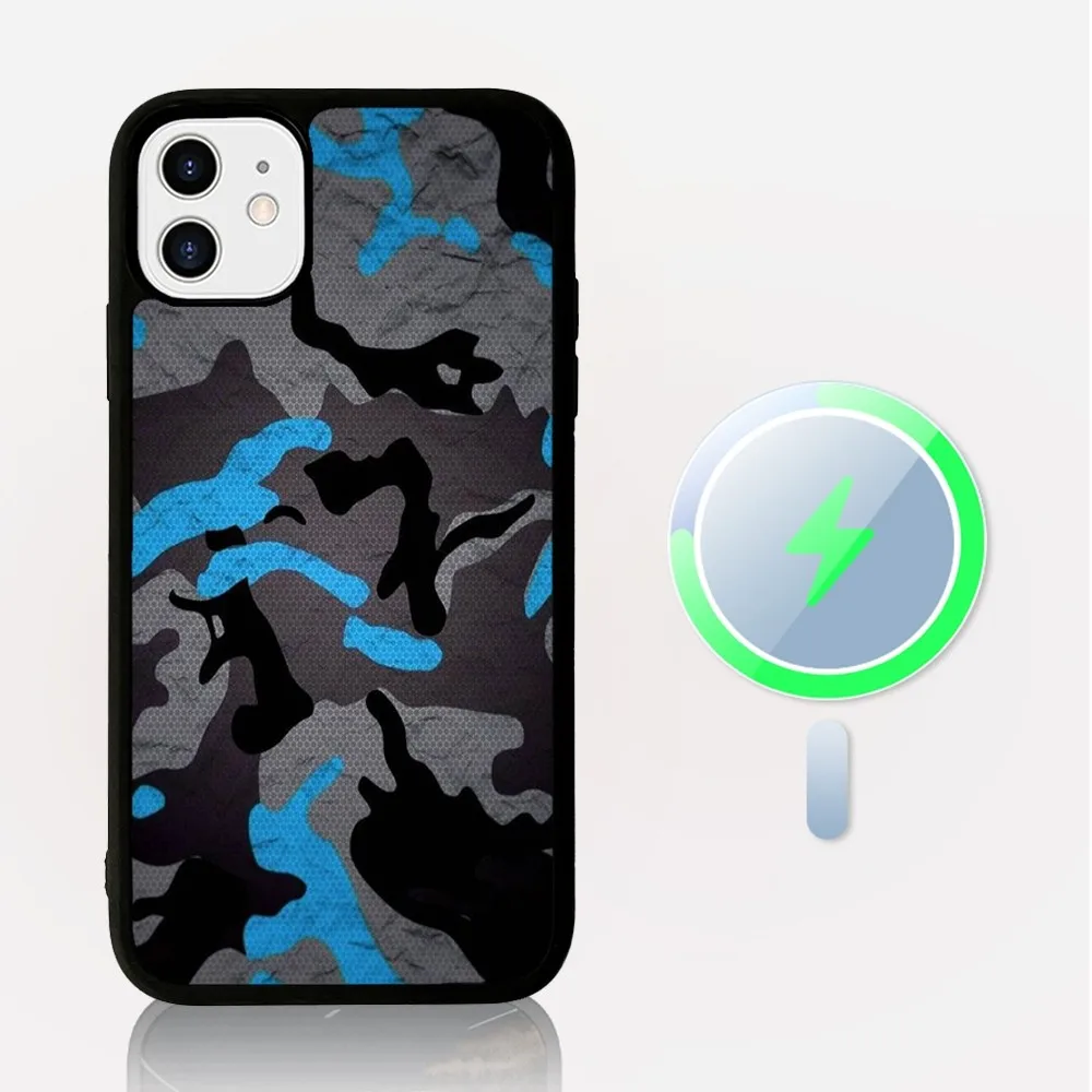 Camouflage Camo military Phone Case Magnetic Case For iPhone 14 13 12 11 15 Pro Max Plus Mini For Magsafe Wireless Charge Cover