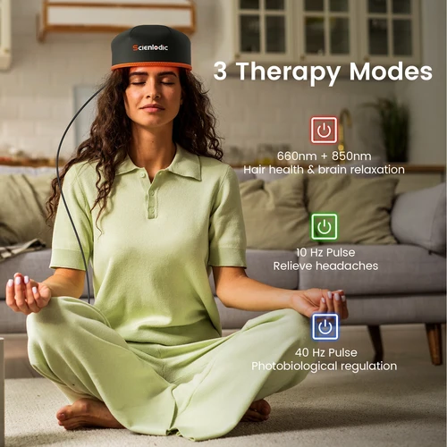 Imagen 2 del producto Terapia del cabello con luz roja, cuidado del cabello, terapia de luz roja, gorro para el crecimiento del cabello, activación de folículos capilares, luces LED de 660nm