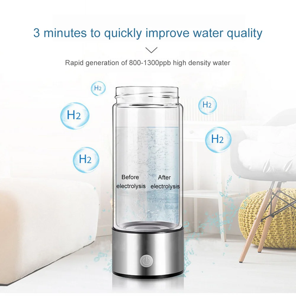 420ml Hydrogen Generator Water Cup Filter Ionizer Maker Hydrogen-Rich Water Portable Super Antioxidants ORP Hydrogen Bottle