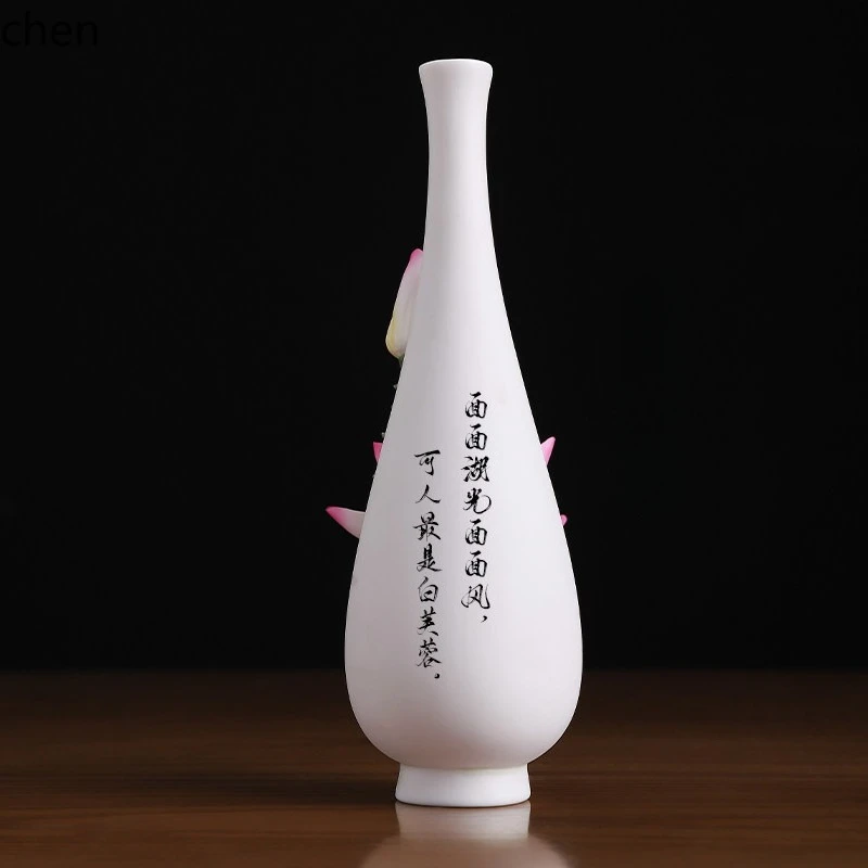 Cz ceramic lotus vase for   offerings, suitable  guanyin bodhisattva displaying  home water purification bottles decorations