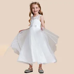 YZYmanualroom Lace Tulle Flower Girl Dress Princess Bow Sleeveless 2-15T