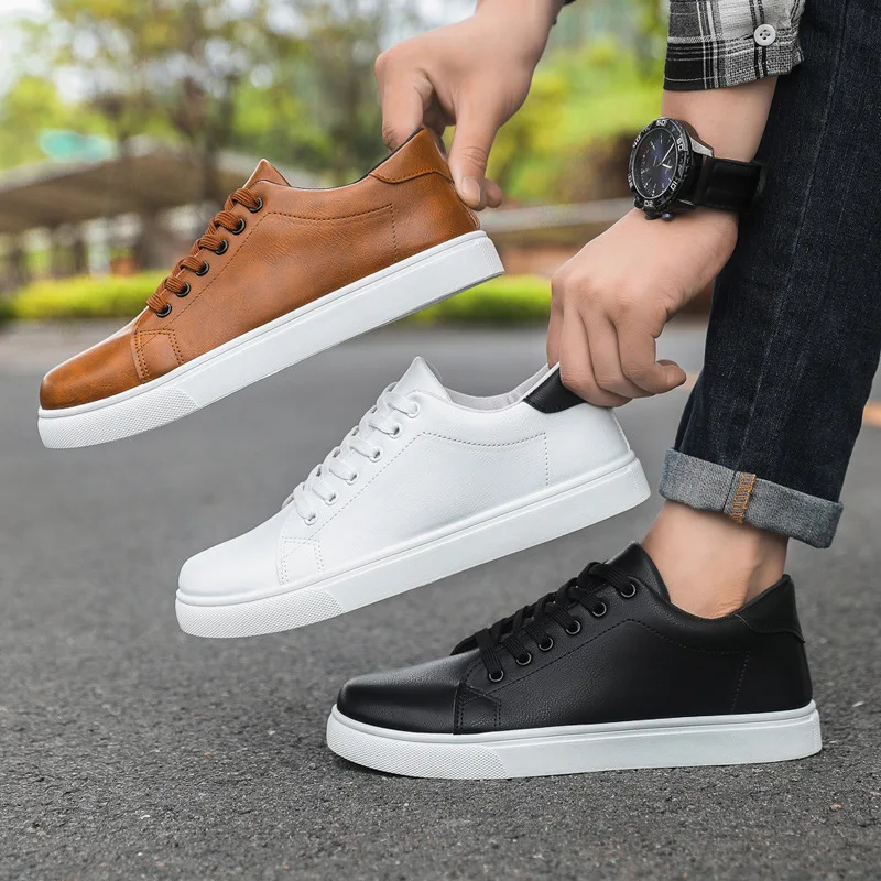 New white shoes men's Korean version trendy student sports shoes men's casual shoes waterproof and non slip board shoes