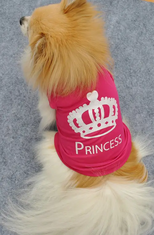 Dog Cat Shirt Puppy Vest with Crown Pattern Princess Clothing for Small Dogs,Puppy Tee Shirt Summer Clothes Tank Top Pet Apparel