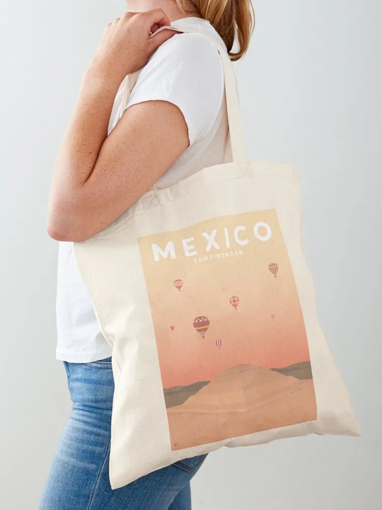 

Teotihuacan, Mexico Travel Poster Tote Bag Large bags for women personalized tote bag Shopper bag custom fabric