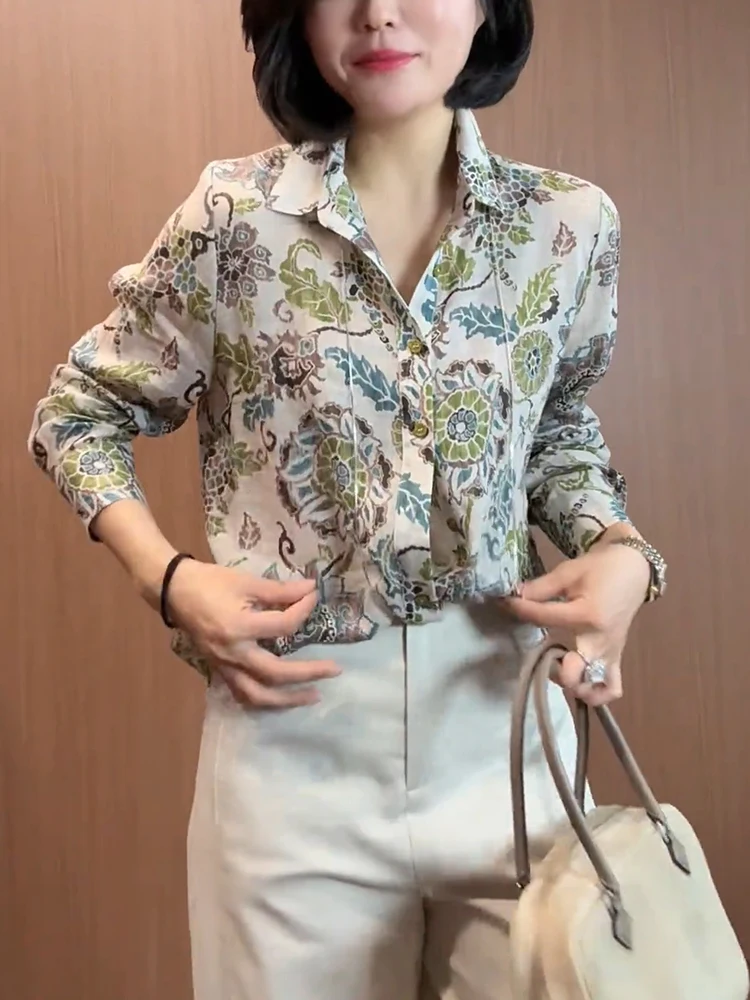 

2025 Spring Vintage Embroidered High-End European Sle plus Size Women's irt Faionable Commute Top for All Body pes