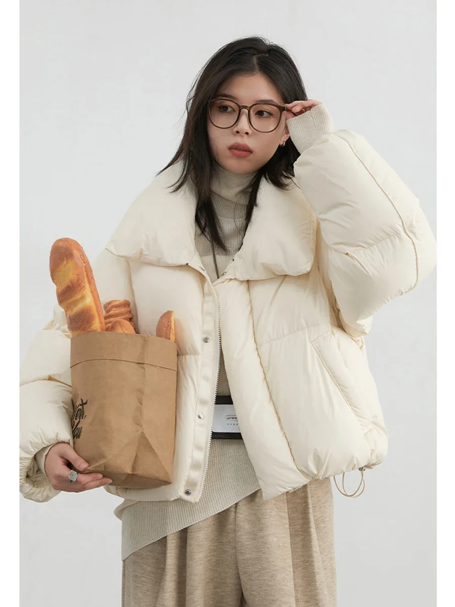 CHIC VEN Women Down Coats Korean Solid Stand Collar Warm Short Coats 90 White Duck Down Puffs Fashion Female Clothes Winter 2024