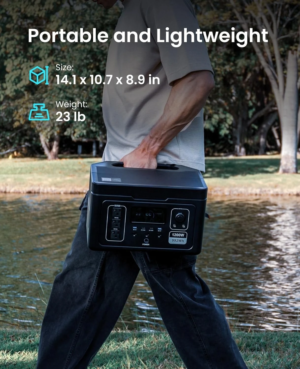 1200 Portable Power Station 1200W, 992Wh Durable LFP Battery Solar Generator w/ 3 1200W AC Outlets (Peak 3600W),Hot Sale