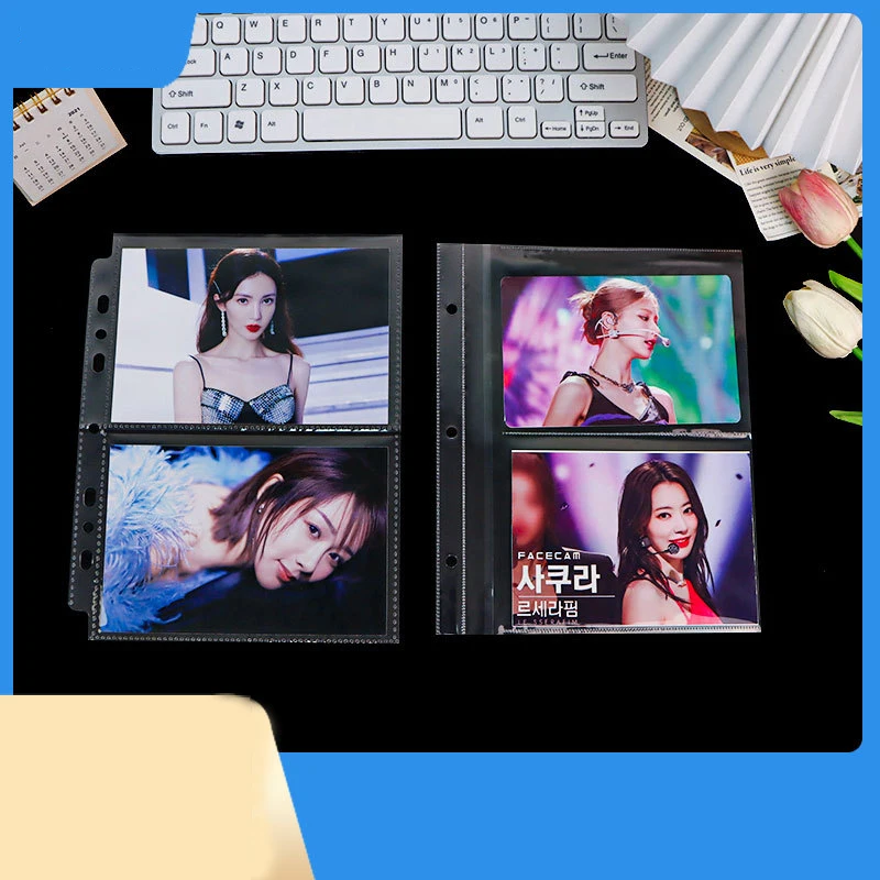 15 Sheets A5 3 Ring Photocard Kpop Binder Pages 1 2 4 6 Pocket PVC Free Photo Album Plastic Sleeves 10x15 6x4 Postcard Protector