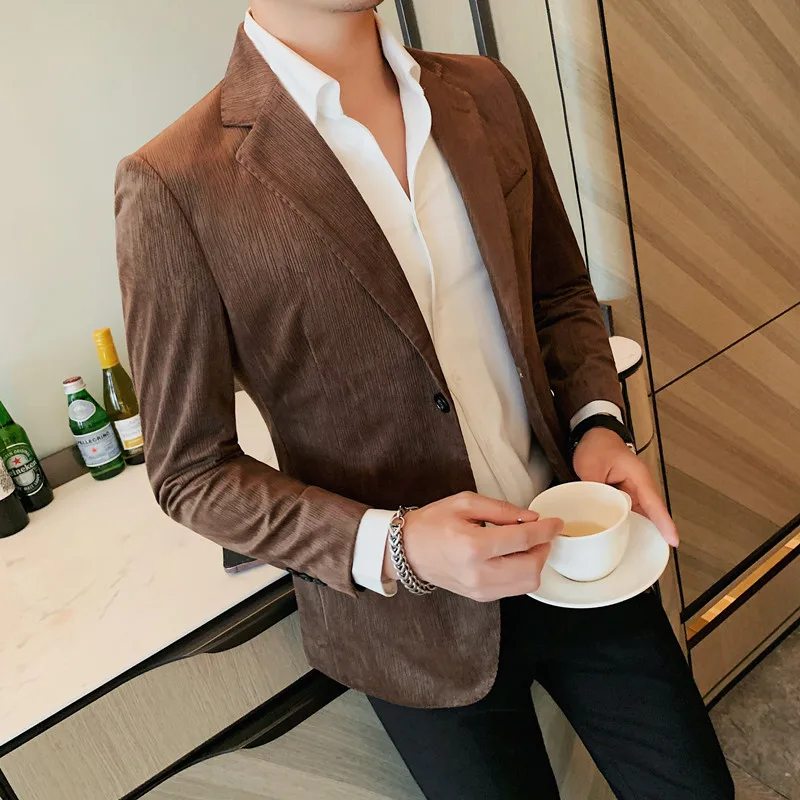 

M-XXXXL Plus Size Men's Single-Breasted 2-Button Blazer Striped & Solid Color Versatile Business Casual Formal Suit Jacket 4XL