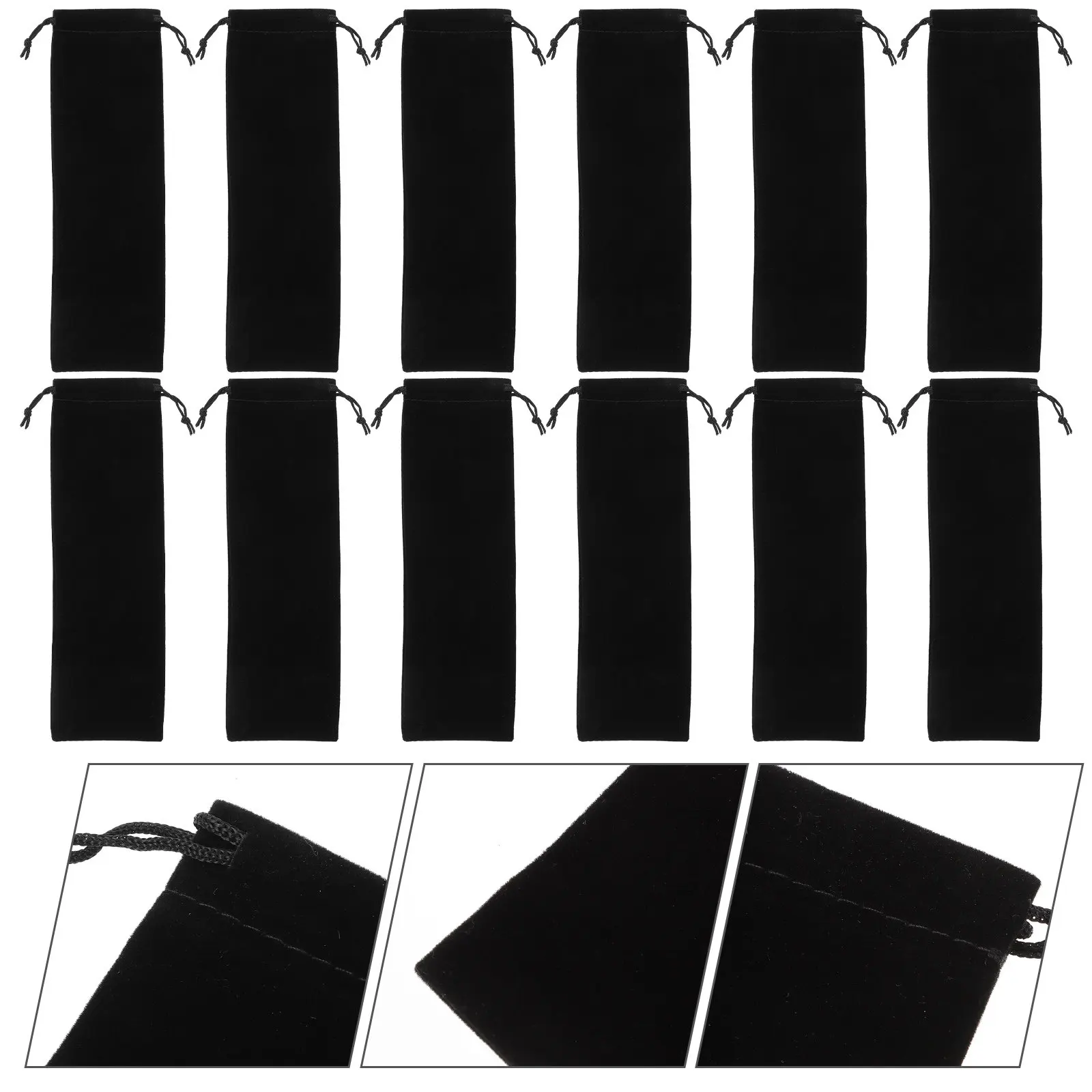 

12Pcs Portable Drawstring Tableware Bags Reusable Cutlery Pouches for Chopsticks Straws Silverware School Work Picnic Travel