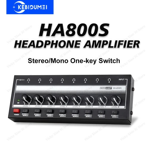 Mini amplificador de auriculares de 8 canales con interruptor estéreo/Mono amplificador de Audio estéreo HiFi ultracompacto profesional