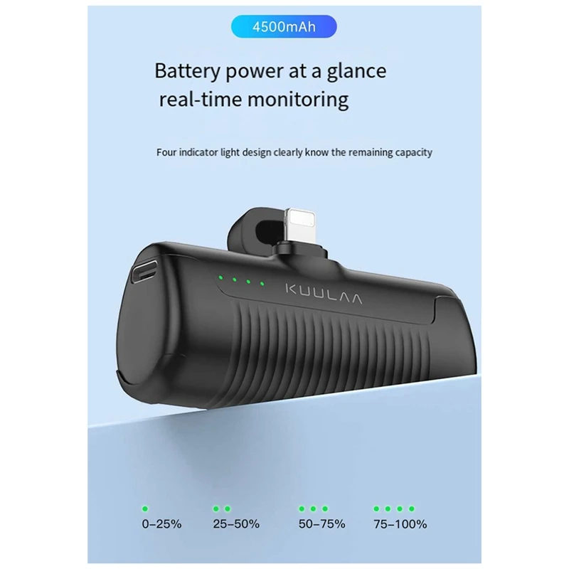 KUULAA قوة البنك 4500Mah قوة البنك شاحن محمول آيفون 12 13 14 Xiaomi مزيج أضعاف سامسونج الطاقة الاحتياطية