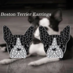 1Pair Cute Boston Terrier Earrings Creative Pet Dog Jewelry Perfect Gift for Dog Lovers Holiday Birthday