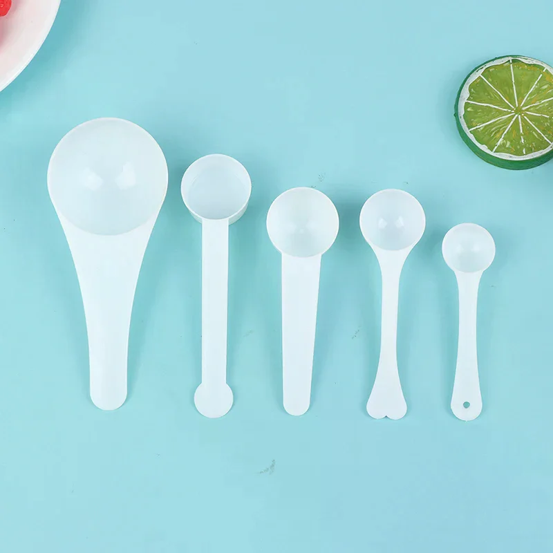 10Pcs 1g 3g 5g 10g Kitchen White Measuring Plastic Scoop Measuring Spoons Milk Powder Spoons 2ml/6ml/10ml/20ml/30ml