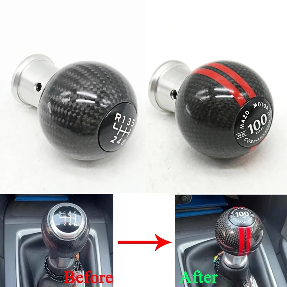 

For Mazda 3 Axela 5 MX5 CX-5 CX5 6 Atenza Real Carbon Fiber Modified 6 Speed Manual 35th 100th Anniversary Gear Shift Knob Ball
