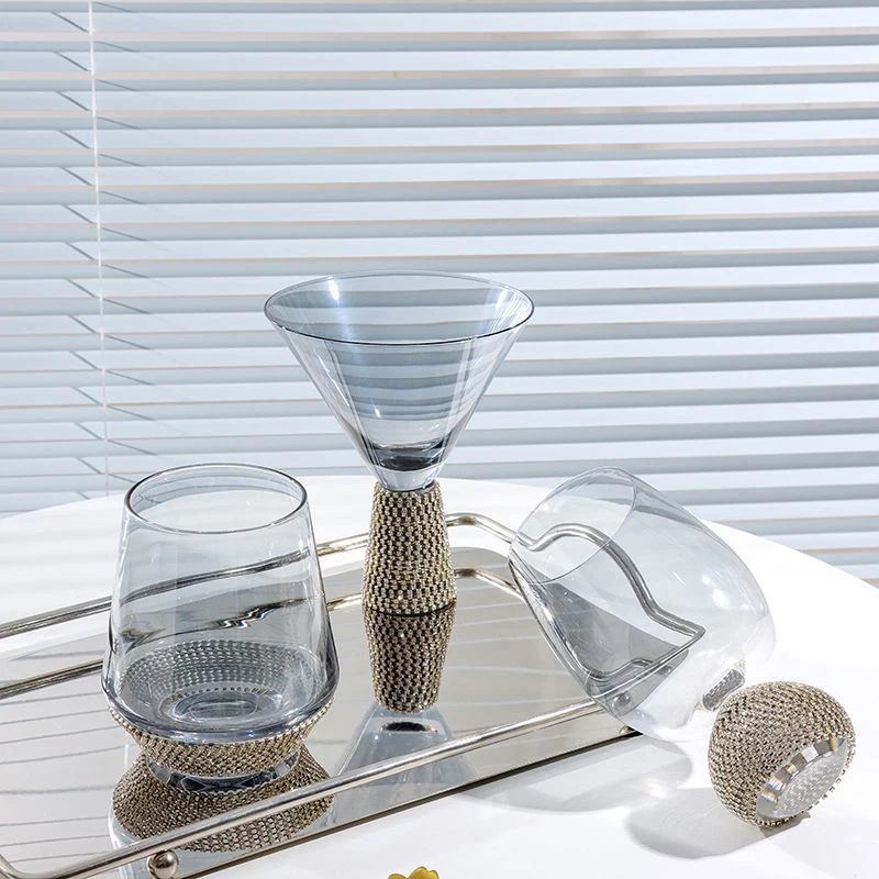 1pcs Diamond luxury creativity Glassware Cocktail Tall Champagne Transparent Glass Drinking Drinkware Red wine home Goblet Cup