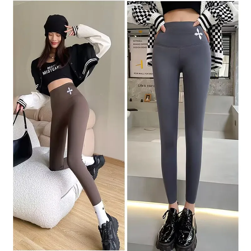 Women Shark Skin Leggings Fleece Lining Keep Warm Autumn Winter Pants Cross High Waist Sex Tight Hip Lifting Slim Yoga Pants