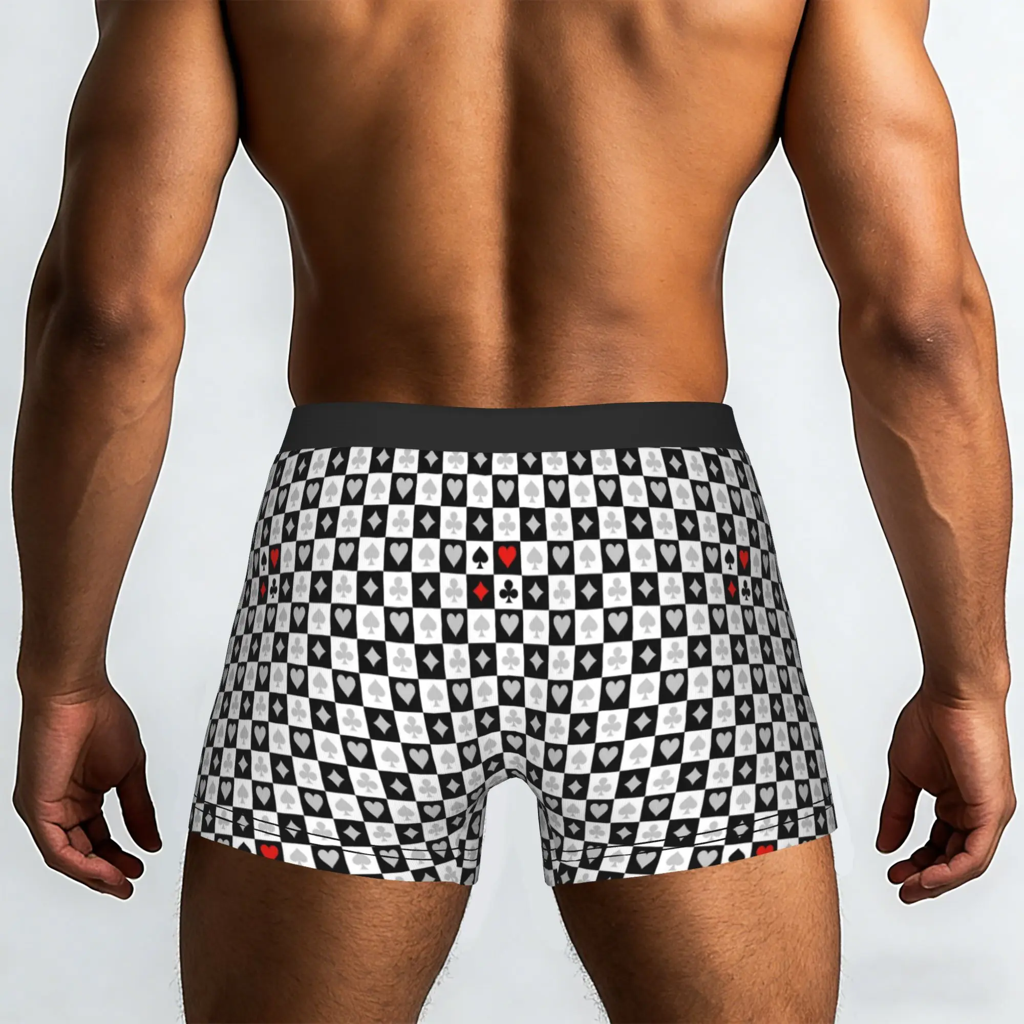 Black White Heart Checkerboard Pattern   Underpants Breathbale Panties Man Underwear Ventilate Shorts Boxer Briefs