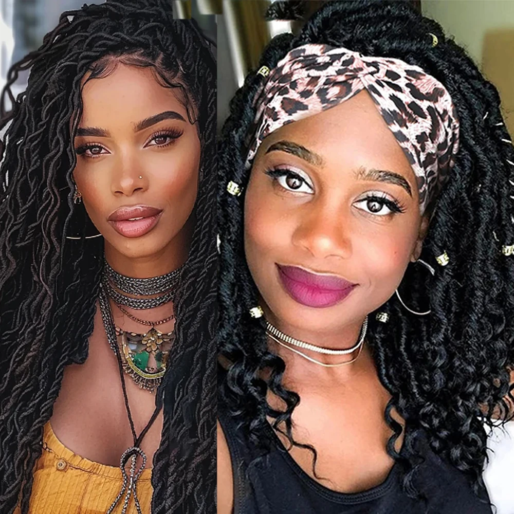 Faux Locs Gehaakt Haar 14nch Faux Lokken Gehaakte Vlechten Krullend Haar Zacht Locs Gehaakt Haar Met Gekrulde Uiteinden Vezel Rug Vlechten Haar