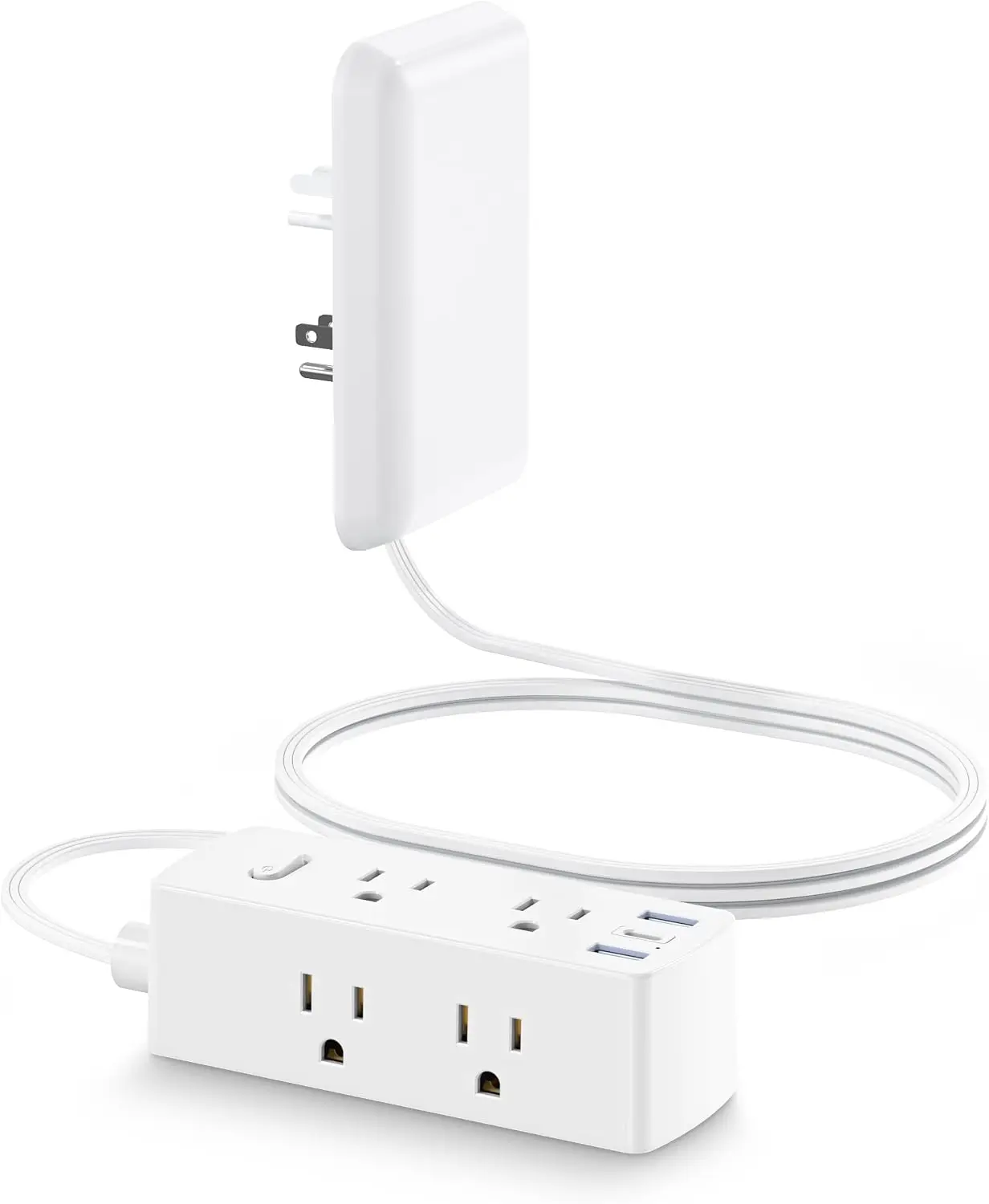 Flat Extension Cord with Outlet Cover, 6 Outlets 3 USB, 5FT Hidden Cord for Tight Spaces — купить у AliExpress WW