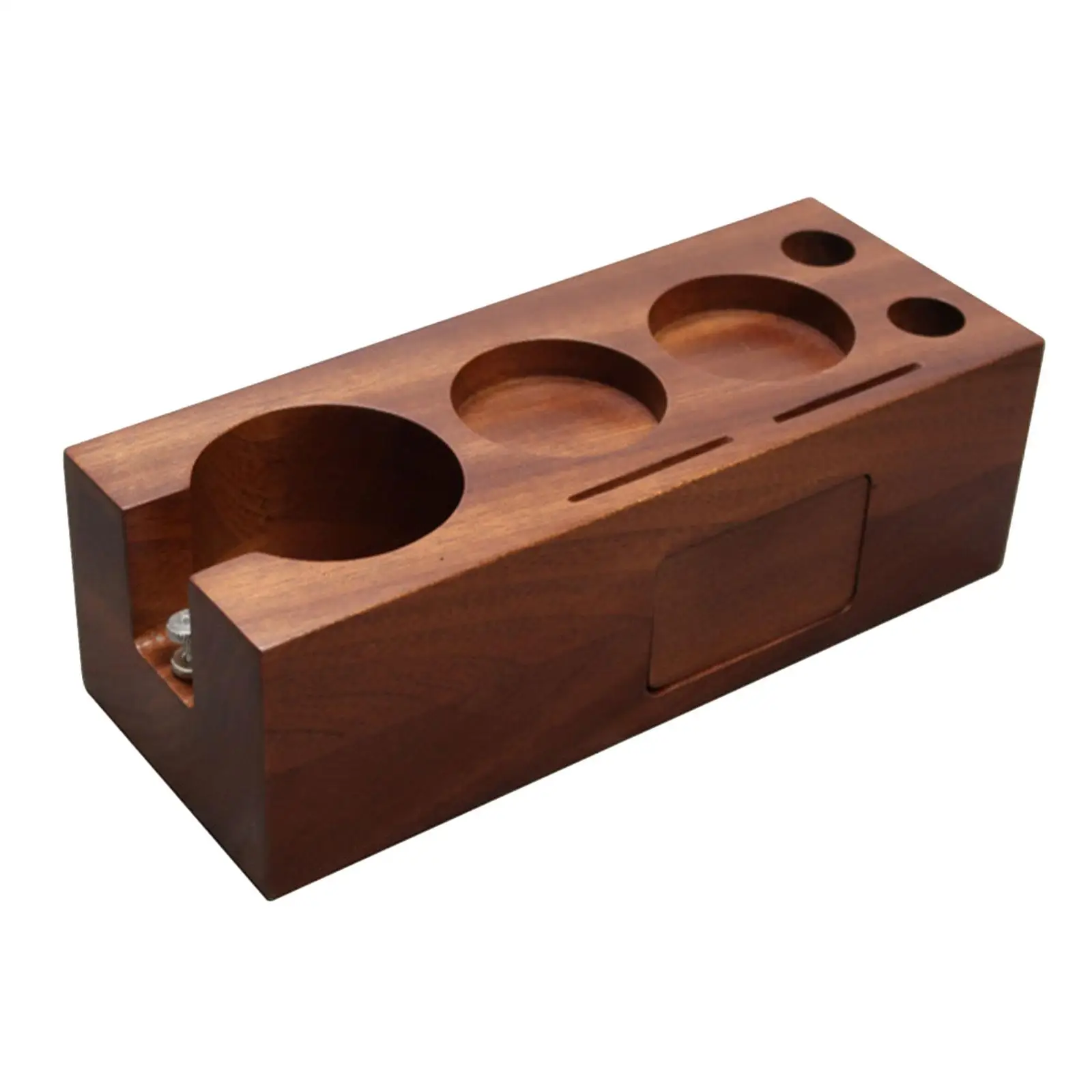 Coffee Barista Tamping Station Wooden Base with Drawer for Espresso Filter and Tamper Mat